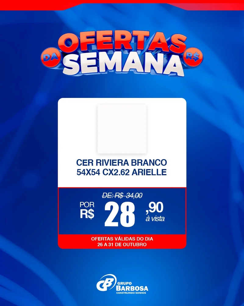 Cerâmica Riviera Branco 54x54 Cx 2,62